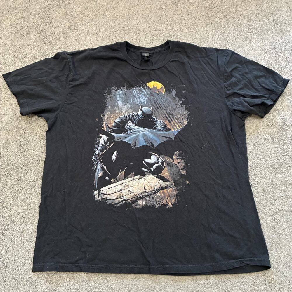 DC Comics Batman Black Graphic Crew Neck Short Sleeve Cotton T Shirt Men's Sz XL